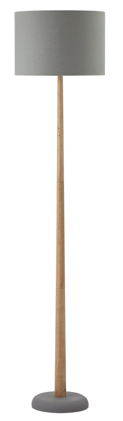 Collection - Oslo - Wooden Stem - Floor Lamp - Grey